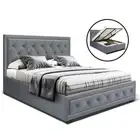 Artiss Bed Frame Double Size Gas Lift Storage Mattress Base Wooden Grey TIYO