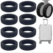 [WADY] 8PCS Silicone Luggage Wheels Cover, Suitcase Protector Guard, Noise Reduction Sleeve for Most Suitcase & Luggage Accessories (Black)