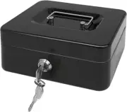 Steel Cash Box with Key Lock, Metal Small Money Organizer with Money Tray,Cash S