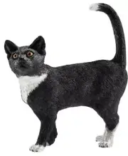 SCHLEICH Farm World Cat Standing Toy Figure, Black/White, 3 to 8 Years (13770)