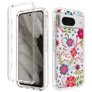 Pattern Printing Clear Phone Case for Google Pixel 8 ,PC Frame + TPU Protective Phone Cover and Leaf