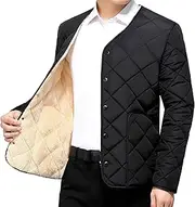 [JEShifangjiusu] Men's Warm Coat Lightweight Casual Coat Men Waterproof Coat, Black, 5XL