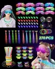 270 PCS Glow In The Dark Party Supplies for Kids Adults 100 Glow Sticks Bulk ...