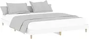 vidaXL Queen Size Bed Frame, Durable Engineered Wood Construction, with Steady Wooden Legs and Plywood Slats, Modern Bohemian Style - White