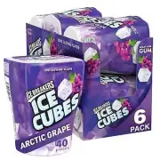 ICE BREAKERS Ice Cubes Arctic Grape Sugar Free Chewing Gum Bottles, (6 Count)