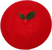 [WATIIFUFU] Female Beanie Cap Artist Beret Hat Stylish Beanie Hat Straw Sun Fashionable Red