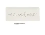 Mud Pie Mr. And Mrs. Wedding Hostess Serving Tray With Knife