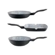 Baccarat STONEX2 Ceramic Non Stick Cast Aluminium Grill, Fry & Wok Tri Pack 28cm