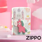 ZIPPO 夢幻城堡-粉白紅木馬防風打火機 Z-059 獨角獸 馬 蛋糕 糖果 粉紅 鍍膜 光滑 風格 城堡 終身保固