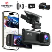 REDTIGER Front and Rear 4K Dash Cam Wifi Dual Dash Camera With Hardwire Kit