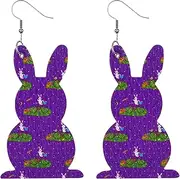 Earring Hoop,Nose Lip Rings,Stud Earrings,Earring Sets for Women, 2022 New Easter Leather Earrings European and American Cross-Border Cute E-gg Rabbit Leather Earrings Festival Gift (Color : Purple,