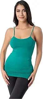 [Boca Rosa] Basic Seamless Camisole Spaghetti Strap - Women's Stretchy Nylon Span Tank Top, One Size