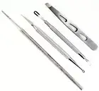 4 Pcs Comedone Blackhead Extractor Eye Tweezer Nail File Beauty Basic Travel Kit