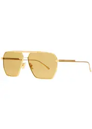 Bottega Veneta Hexagon-frame Sunglasses - Gold ONE SIZE