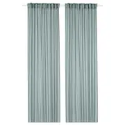 STENFRÖ sheer curtains, 1 pair, turquoise/with heading tape, 145x250 cm