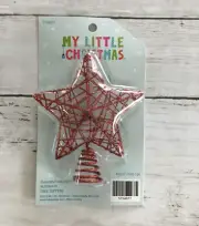 MY LITTLE CHRISTMAS Mini RED Glitter Star Tree Topper 5”x6” New In Package