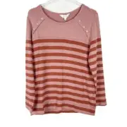 NWT Stitch Fix Market & Spruce Striped Button Detail Plush Sweater Size Small XS