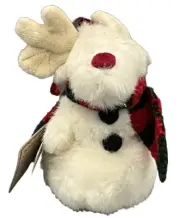 Boyds Bears Christmas 4" Moose Ornament Plush Snowman Sparkly Fur Knit Scarf