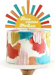 Here Comes the Son Baby Shower Decorations Sunshine Wood Cake Topper Sun Boho Theme Cake Decoration Photo Booth Props Sun Party Supplies (Son-Wood)…