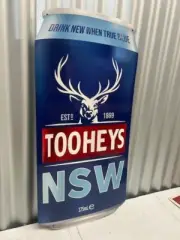 TOOHEYS NSW ORIGIN BEER CAN LARGE METAL SIGN DIE CUT 3D DESIGN