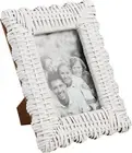 Mud Pie Large Wht Woven Frame; 10" X 8"