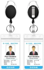 2 Pack ID Badge Holder with Clip – Badge Reels Retractable Heavy Duty – Clear...