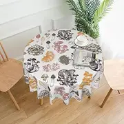 Mushroom Tablecloth for Round Table Cloth 60 Inch Waterproof Party Table Covers for Picnic Kitchen Outdoor