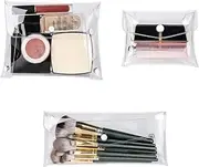 GANPUB 3Pcs Transparent Mini PVC Makeup Bag Small Clear Plastic Cosmetic Organizer Bag Pouch with Snap Closure for Vacation Travel, Bathroom Organizing Tools and Accessories, Clear, 1