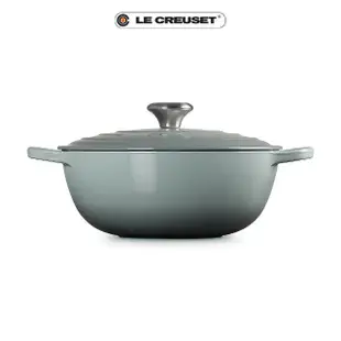 【Le Creuset】典藏琺瑯鑄鐵鍋媽咪鍋26cm(海洋之花-鋼頭-內鍋黑)