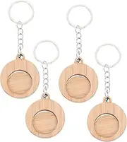 [HOMSFOU] 4pcs Bamboo Keychain Sustainable Shopping Trolley Tokens Lightweight and Compact Keyring for Cart Coin Holder Housewarming Favors for Decoration