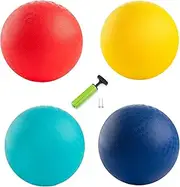 New Bounce Premium Playground Balls for Kids (Set of 4) with 2 Pins and Pump Extra Durable Rubber for Outdoor & Indoor Toddler Play Ball Pits Kickball Handball Camps|Colorful and Fun|8.5