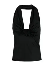 floral applique top IT48 Black