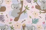 Floor Mat 32x20in Non-Slip Rubber Backing Welcome Door Mat Indoor Outdoor Extra Laundry Rug for Hallway Kitchen Holiday Decor Cute Cartoon Grey Peach Koala