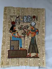 Egyptian Papyrus Paper Painting Isis King Tut Hieroglyphic Background 9"X13"