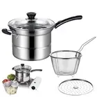 Deep Fryer Pot Stainless Steel Frying Pot with Basket Practical Cooking grft