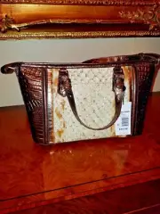 NWT ❤️BRAHMIN Mini Asher Tote Honey Carlisle LEATHER❤️