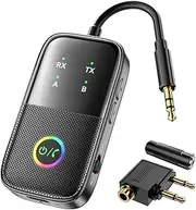 MOREGAX A5 Pro Bluetooth Transmitter Receiver, 2-in-1 Airplane V5.2 Bluetooth Adapter for Airplanes, TVs, Gyms, Supports Connecting 2 AirPods/Headphones,Low Latency and HD for Car/Home Stereo