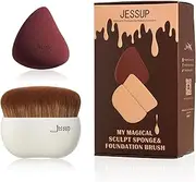 Jessup Makeup Brush Foundation Brush with Makeup Sponge 1pc Kabuki Brush for Liquid, Cream or Flawless Powder Cosmetics Face Boby Brush, T882