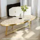 48"x36" White Agate Dining Table Luxury Housewarming & Farmhouse Furniture Decor