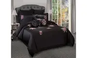 Georges Fine Linens Antonia Black Applique Quilt Cover Set - Queen