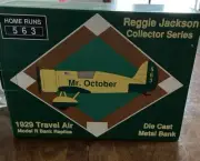 New Vintage Reggie Jackson Mr. October 1929 Travel Air Diecast Bank Oakland A'S