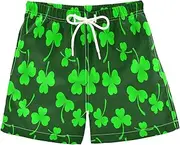 [RPLIFE] Boy Swimming Trunks, Anti-Chafe Swim Trunks Boys 2 T, Green Shamrock Clovers