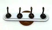 Dolls House Miniature 4 Metal Coat Hooks On A White Wooden Bar Tumdee 1:12 Scale