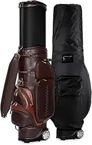 Golf Bag, Portable Golf Bag, Professional Golf Bag with 4 Wheels, Waterproof Microfiber Leather Golf Cart Bag