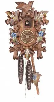 Cuckoo Clock Five leaves with bird, 1 day running time, walnut TU 1100 enz NEW