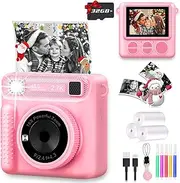Camera for Kids Instant Print,Portable Camera with 32G Card & 1080p Video,Print Paper,Instant Print Camera with Color Pens for DIY,Over 3 Years Old for Boys and Girls Birthday Gifts Christmas