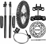 YC Yier Front Forks Shock Triple Assembly Front End + 14" Wheel 60/100-14 Tire and Rim Disc Brake Kit For Pit Dirt Bike Apollo Taotao SSR 70cc 110cc 125cc 140cc Motocross