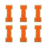 Chenille Letter Patches 2.2" Letter I Embroidered Patch (Orange, Pack of 6)