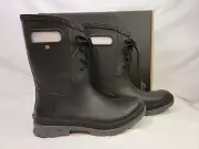 BOGS NIB Black Amelia Lace Up Rain Boot Waterproof Women's Adjustable Size 11
