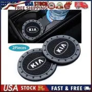 2 pk Cup Mat Car Drink Holder Insert Silicone Coaster Set for KIA Logo 1 Style 1